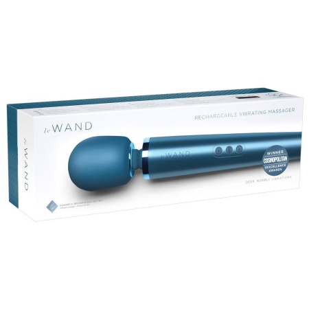 Różdżka do masażu Le Wand Pacific Blue z ruchomą głowicą silikonową o średnicy 6,3 cm i długością całkowitą 33,5 cm - 1