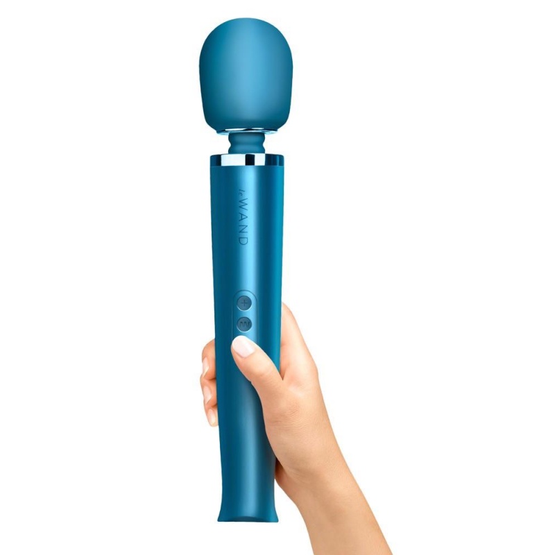 Różdżka do masażu Le Wand Pacific Blue z ruchomą głowicą silikonową o średnicy 6,3 cm i długością całkowitą 33,5 cm - 3