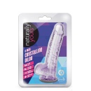 Dildo Crystalline 6" Amethyst - realistycznie rzeźbiony kształt, przyssawka i kompatybilność z uprzężą, 15,2 cm - 1