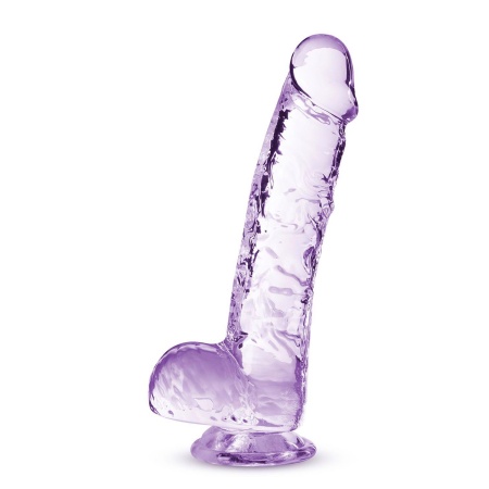 Dildo Crystalline 6" Amethyst - realistycznie rzeźbiony kształt, przyssawka i kompatybilność z uprzężą, 15,2 cm - 2