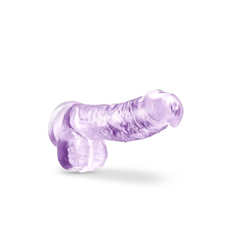 Dildo Crystalline 6" Amethyst - realistycznie rzeźbiony kształt, przyssawka i kompatybilność z uprzężą, 15,2 cm - 3