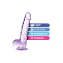 Dildo Crystalline 6" Amethyst - realistycznie rzeźbiony kształt, przyssawka i kompatybilność z uprzężą, 15,2 cm - 5