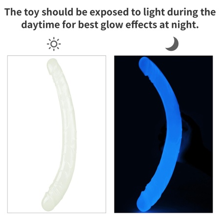 Podwójne dildo Lumino Play świecące w ciemności | 37 cm – podwójna stymulacja, realistyczna tekstura - 8