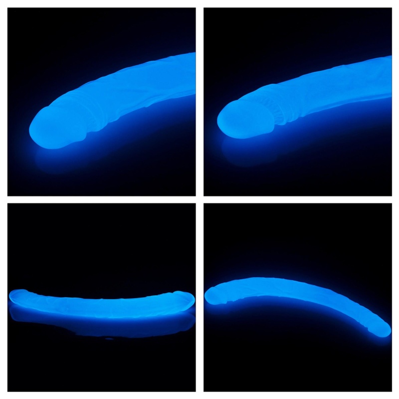 Podwójne dildo Lumino Play świecące w ciemności | 37 cm – podwójna stymulacja, realistyczna tekstura - 9