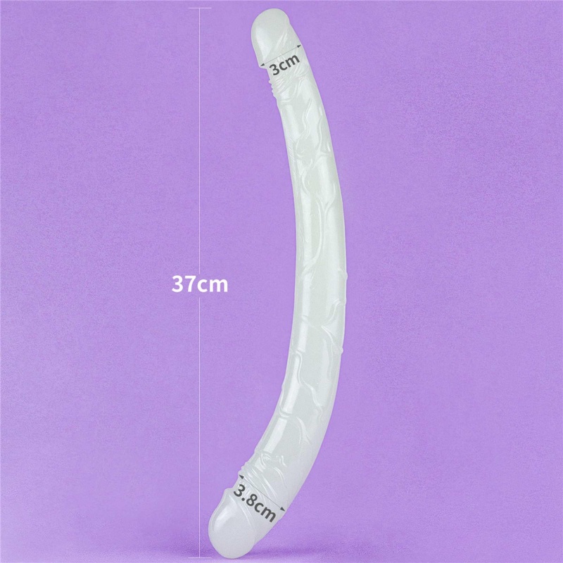 Podwójne dildo Lumino Play świecące w ciemności | 37 cm – podwójna stymulacja, realistyczna tekstura - 10