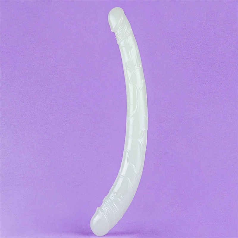 Podwójne dildo Lumino Play świecące w ciemności | 37 cm – podwójna stymulacja, realistyczna tekstura - 11