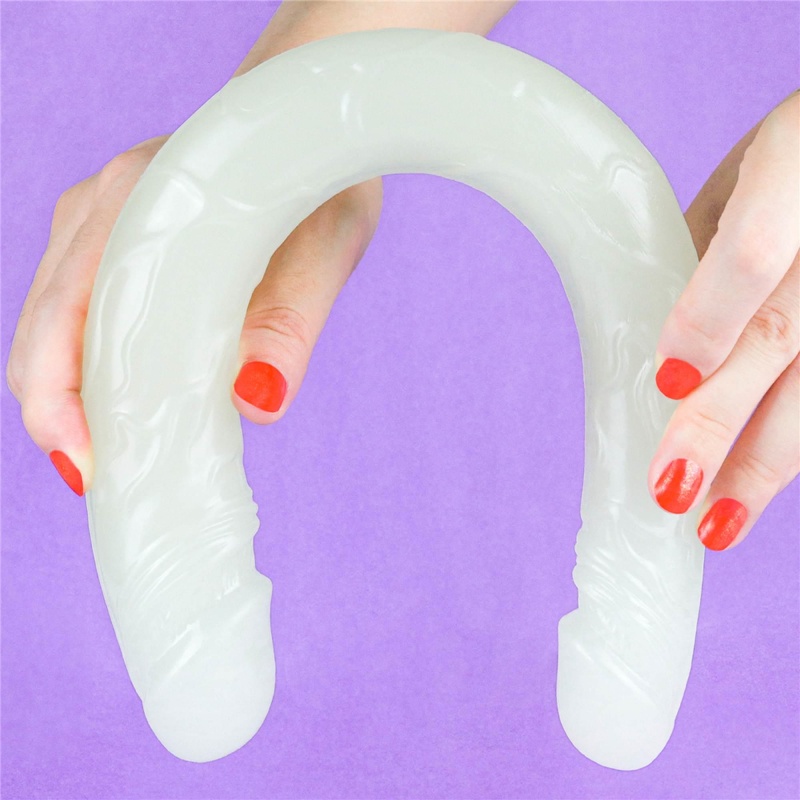 Podwójne dildo Lumino Play świecące w ciemności | 37 cm – podwójna stymulacja, realistyczna tekstura - 12
