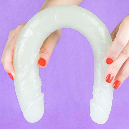 Podwójne dildo Lumino Play świecące w ciemności | 37 cm – podwójna stymulacja, realistyczna tekstura - 12
