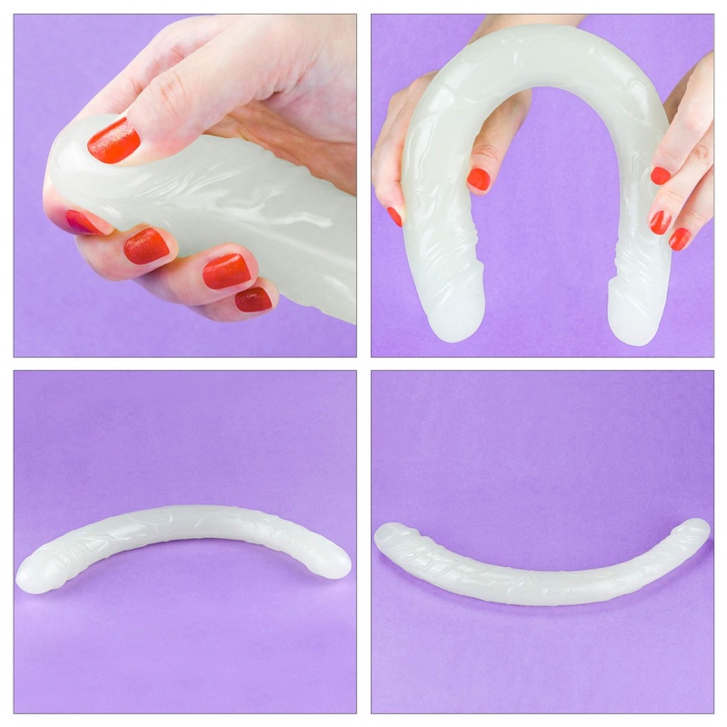 Podwójne dildo Lumino Play świecące w ciemności | 37 cm – podwójna stymulacja, realistyczna tekstura - 18