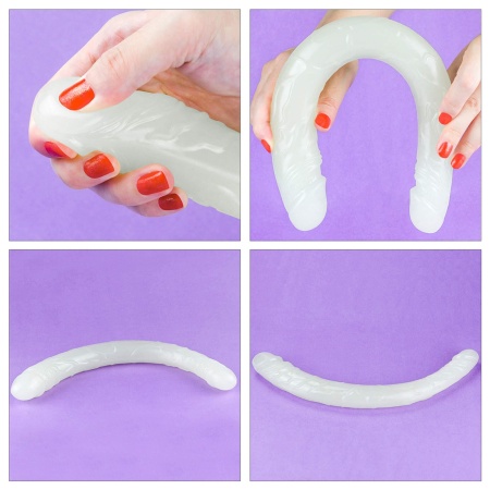 Podwójne dildo Lumino Play świecące w ciemności | 37 cm – podwójna stymulacja, realistyczna tekstura - 18