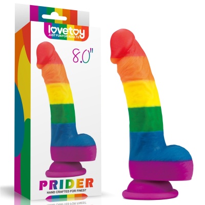Dildo tęczowe Prider 20,5 cm z przyssawką - 1