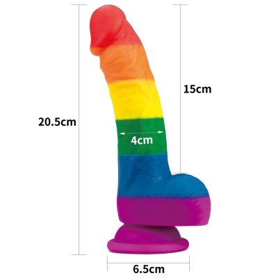 Dildo tęczowe Prider 20,5 cm z przyssawką - 1 2