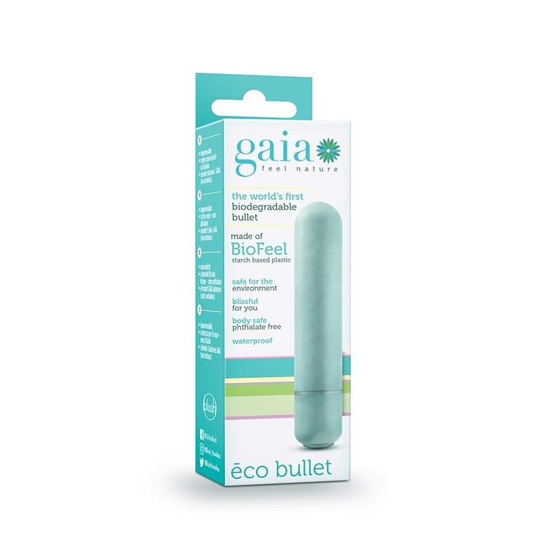 Gaia Eco Bullet Aqua - biodegradowalny wibrator typu bullet z bioplastiku BioFeel, 1 prędkość, IPX6, 8,9 cm - 1