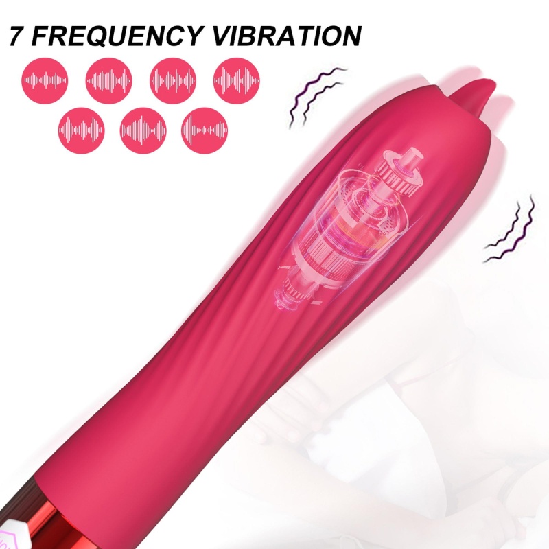 Wibrator Silicone Vibrator USB z ruchomym języczkiem, 10 trybów wibracji i funkcją ogrzewania, 18 cm - 2