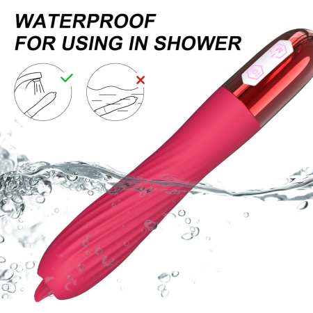 Wibrator Silicone Vibrator USB z ruchomym języczkiem, 10 trybów wibracji i funkcją ogrzewania, 18 cm - 5