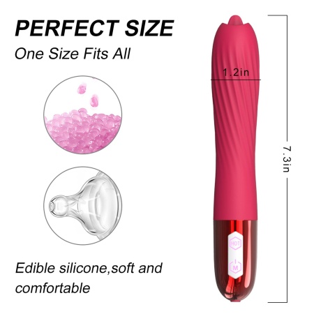 Wibrator Silicone Vibrator USB z ruchomym języczkiem, 10 trybów wibracji i funkcją ogrzewania, 18 cm - 6