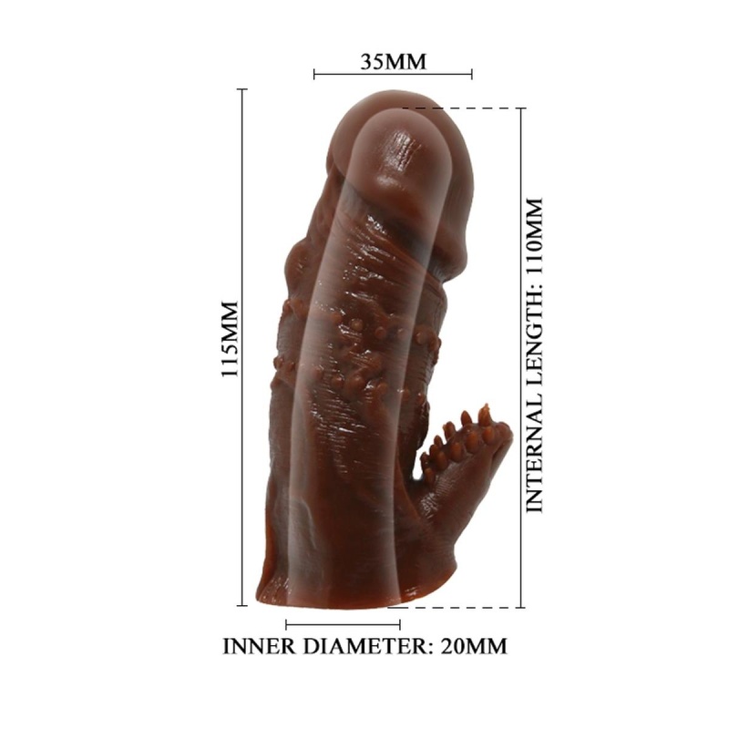 Nakładka na penisa Wolftooth z wypustkami i żebrowaniem, 13 cm - 5