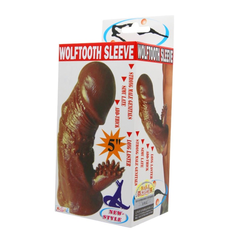 Nakładka na penisa Wolftooth z wypustkami i żebrowaniem, 13 cm - 6