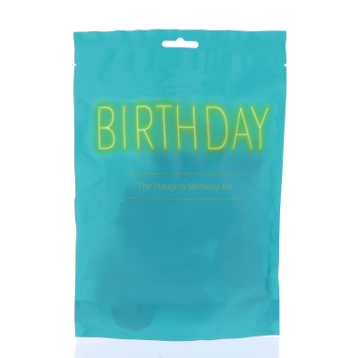 Zestaw erotyczny Naughty Birthday Kit – wibrator (18 cm), pierścień, kajdanki, opakowanie 21 x 15 x 3 cm - 1