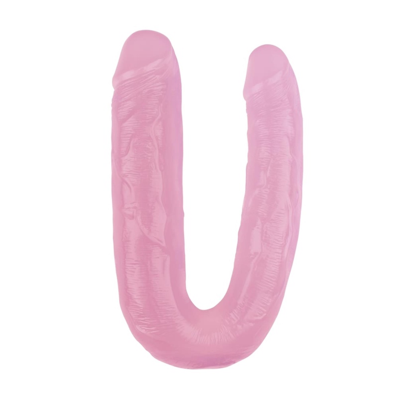 Podwójne dildo 17.7 Inch Pink - realistyczne, dwustronne, elastyczne, PVC, 45 cm (2 × 22,5 cm), śr. 4,5 i 3,7 cm - 2