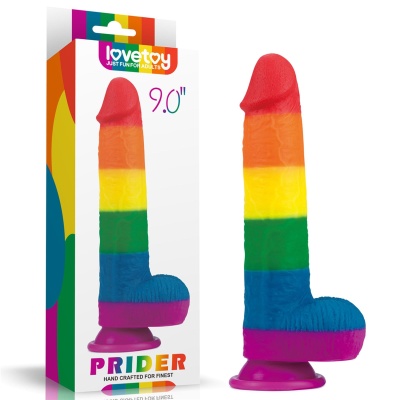 Dildo Prider 22,86 cm Tęczowe - 1