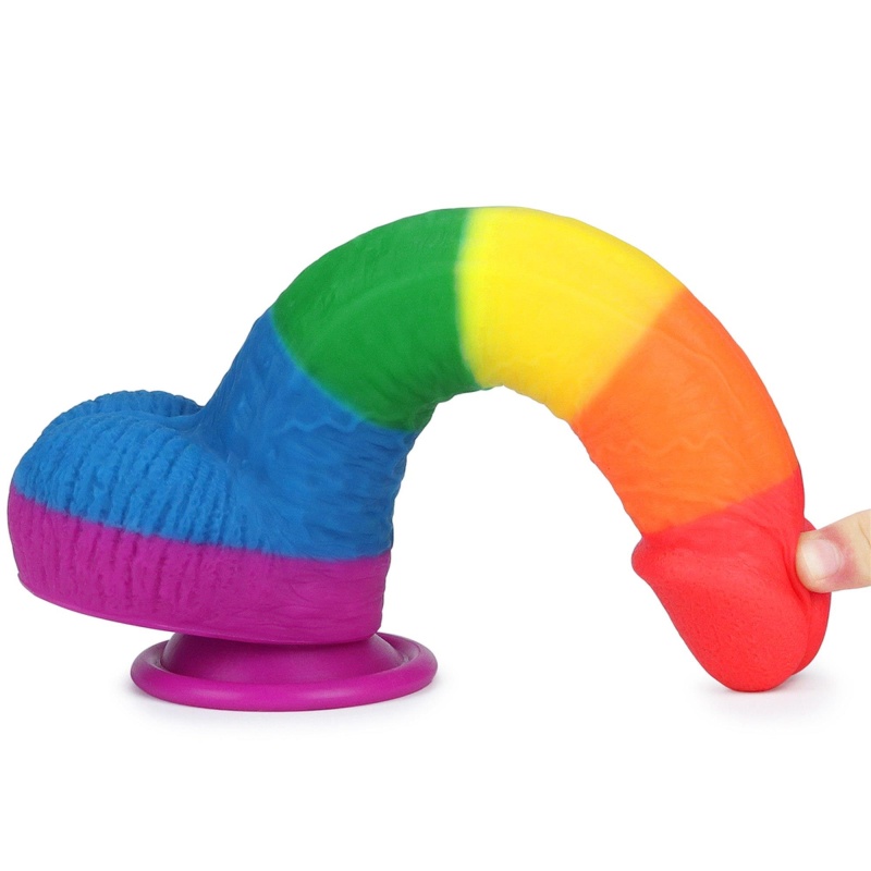 Dildo Prider 22,86 cm Tęczowe - 10