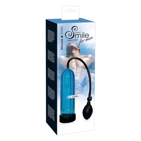 Pompka do penisa Smile Pump z przezroczystym cylindrem 24 cm, skalą pomiarową i ręczną pompą kulową - 1