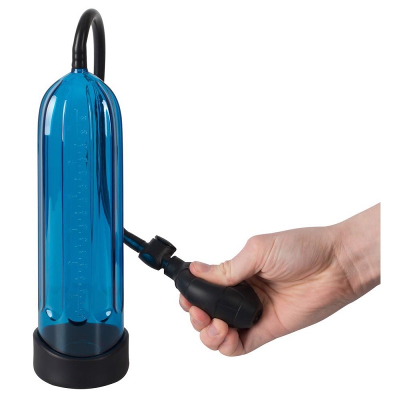 Pompka do penisa Smile Pump z przezroczystym cylindrem 24 cm, skalą pomiarową i ręczną pompą kulową - 4