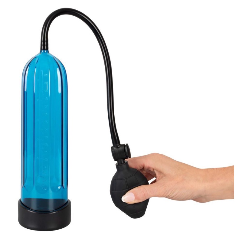 Pompka do penisa Smile Pump z przezroczystym cylindrem 24 cm, skalą pomiarową i ręczną pompą kulową - 7