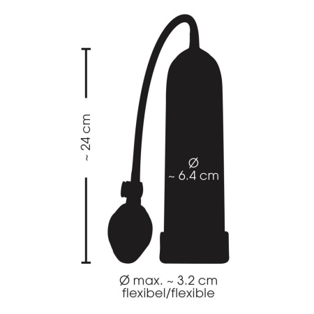 Pompka do penisa Smile Pump z przezroczystym cylindrem 24 cm, skalą pomiarową i ręczną pompą kulową - 9