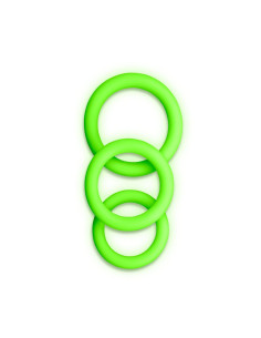 3 pcs Cock Ring Set - Glow in the Dark - Neon Green 2