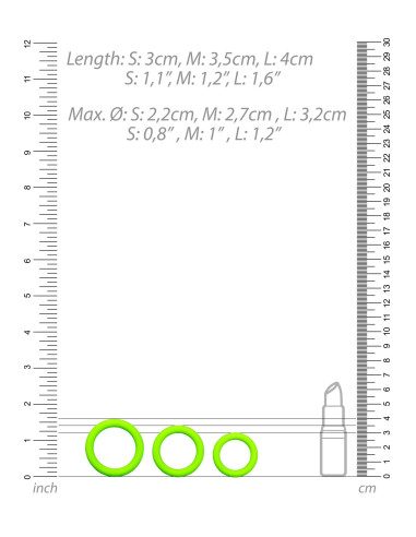 3 pcs Cock Ring Set - Glow in the Dark - Neon Green