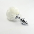 Metalowy korek analny Spiral Pompon Biały 8 cm - 1