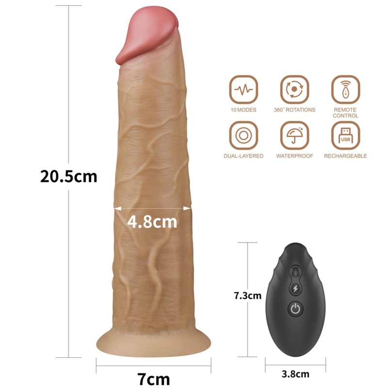 Wibrator rotacyjny Dual Layered Platinum Silicone 20,5 cm - 2