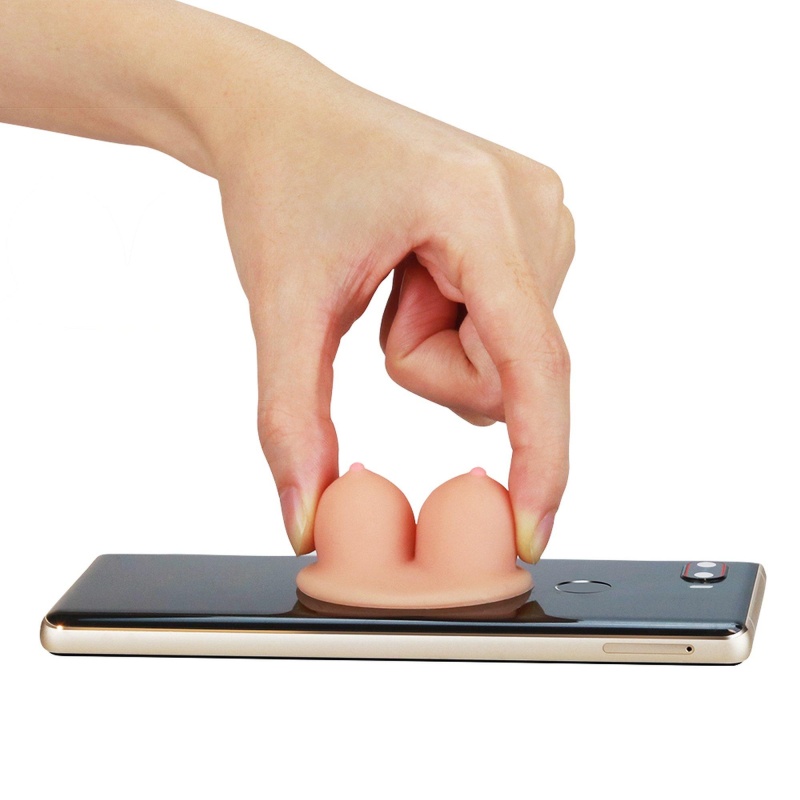 Uchwyt na telefon w kształcie piersi z przyssawką 2.7 cm x 4.8 cm beżowy - 4