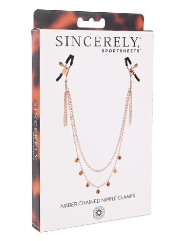 SPORTSHEETS AMBER CHAINED NIPPLE CLAMPS