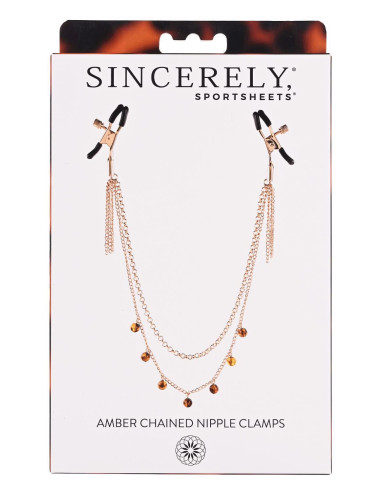 SPORTSHEETS AMBER CHAINED NIPPLE CLAMPS