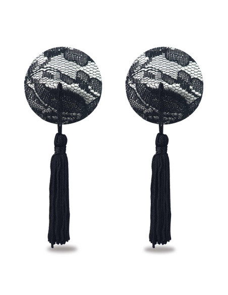 Reusable Black Lace Round Tassel Nipple Pasties
