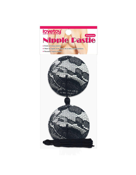 Reusable Black Lace Round Tassel Nipple Pasties
