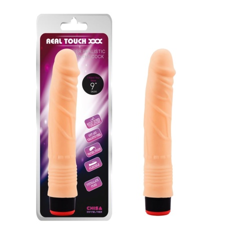 Wibrator 9” Vibe Cock-Flesh - T-Skin, regulacja pokrętłem, długość 22,5 cm - 1