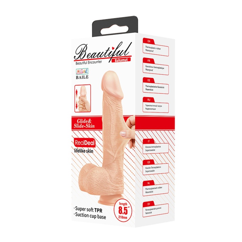 Realistyczne dildo Beautiful Bahamut z łukiem i przyssawką, 21,8 cm - 9