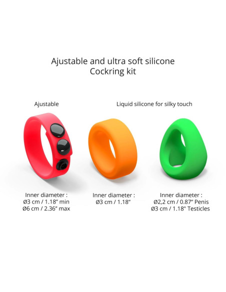 KIT NEON RING - 3 COCKRINGS LIQUID SILICONE