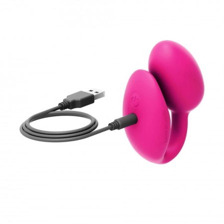 Danger Pink - podwójny stymulator łechtaczki i punktu G, 2 silniki, pilot, 10 cm - 5