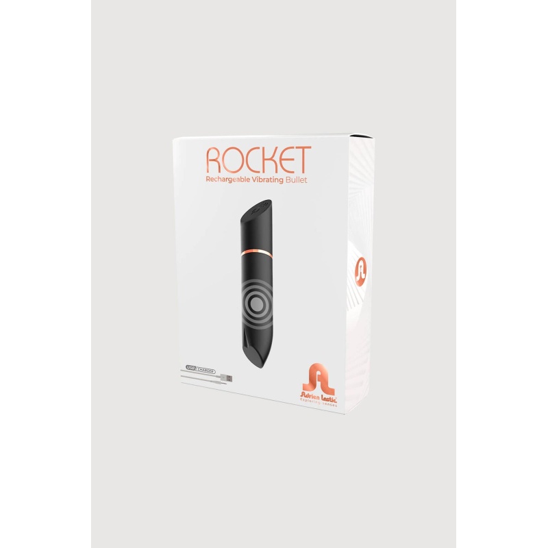 Pocisk wibrujący Rocket Black - 10 trybów wibracji, silikon + ABS, Ø 1,8 × 9 cm - 6