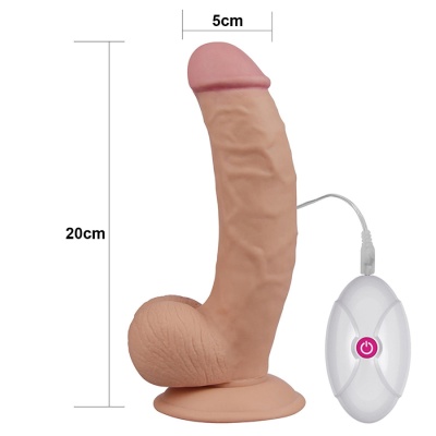 Wibrujące dildo The Ultra Soft Dude 20 cm z przyssawką i pilotem - 1 2