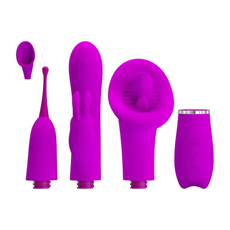 Zestaw stymulatorów Thrill Kit z wymiennymi nakładkami - 26 cm - 2