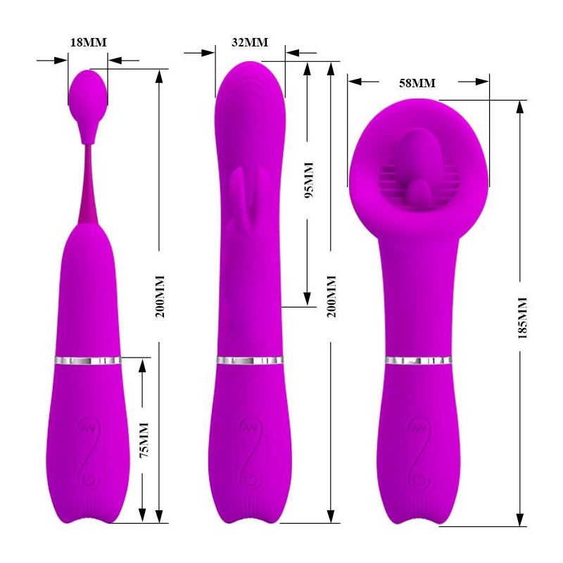 Zestaw stymulatorów Thrill Kit z wymiennymi nakładkami - 26 cm - 3