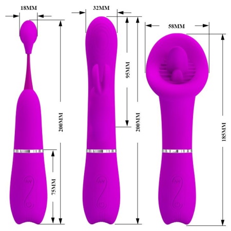 Zestaw stymulatorów Thrill Kit z wymiennymi nakładkami - 26 cm - 3