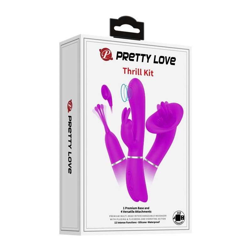 Zestaw stymulatorów Thrill Kit z wymiennymi nakładkami - 26 cm - 4