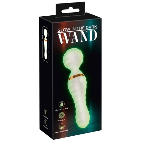 Wibrator-różdżka GITD Wand Vibrator – dwustronny masażer świecący w ciemności, 19,5 cm - 1